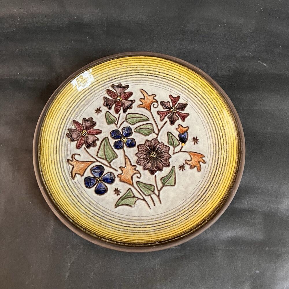 Handmade Ceramic Plate Floral Motif Kellinghusen von der Trenck Germany Vintage